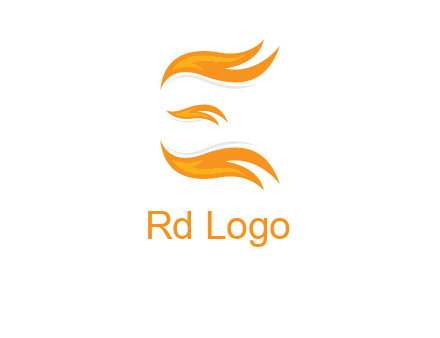 Fire forming letter e logo