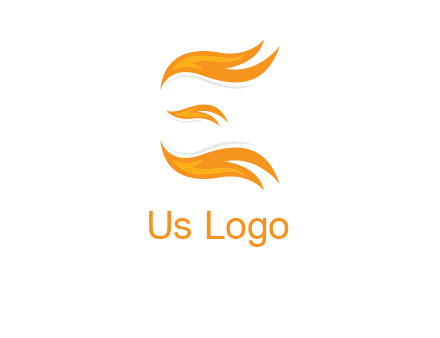 Fire forming letter e logo