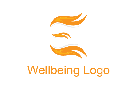 Fire forming letter e logo
