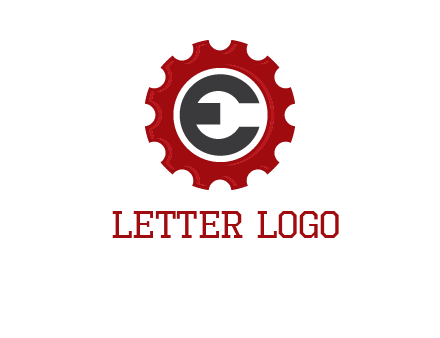 letter e inside the gear logo