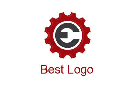 letter e inside the gear logo
