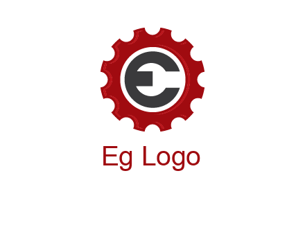 letter e inside the gear logo