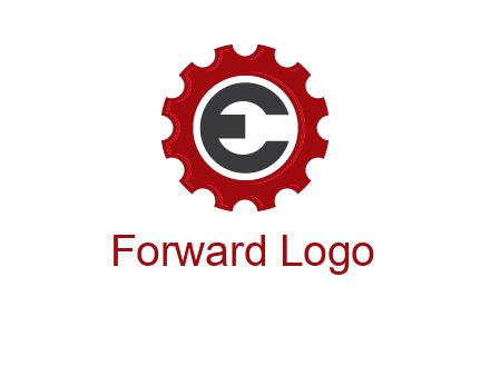 letter e inside the gear logo