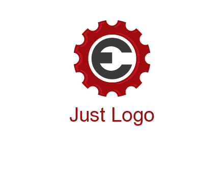 letter e inside the gear logo
