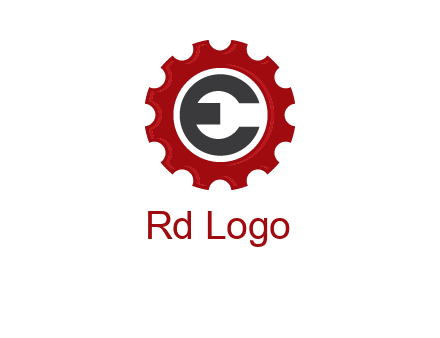 letter e inside the gear logo