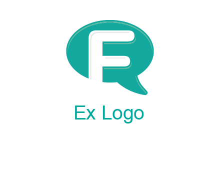 letter f inside the speech bubble logo