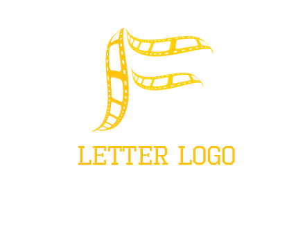 letter f forming movie reel logo