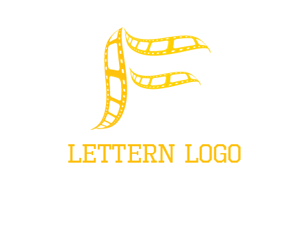 letter f forming movie reel logo