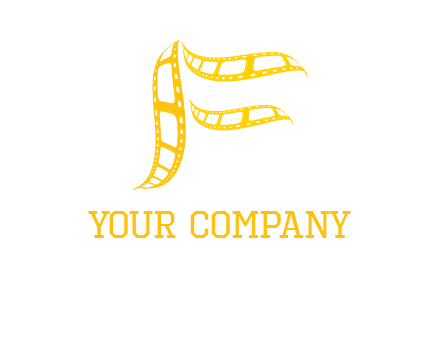 letter f forming movie reel logo