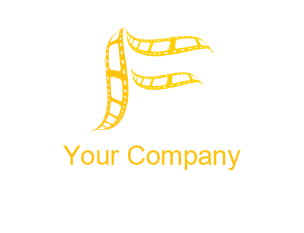letter f forming movie reel logo