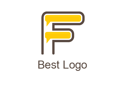letter f incorporated with speech bubbles logo