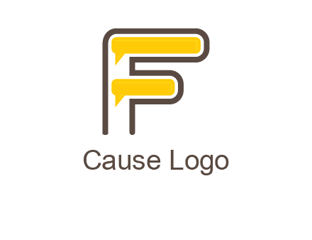 letter f incorporated with speech bubbles logo