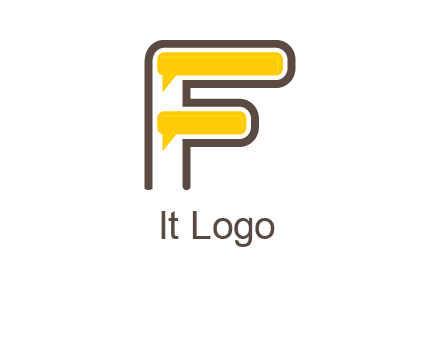 letter f incorporated with speech bubbles logo