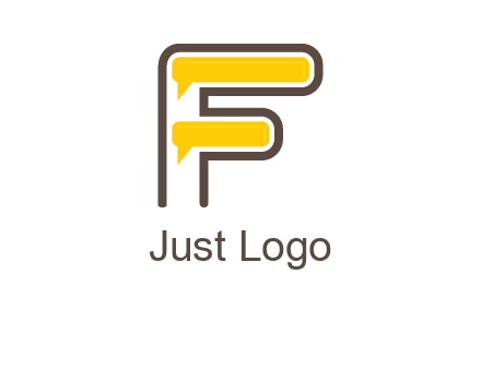 letter f incorporated with speech bubbles logo
