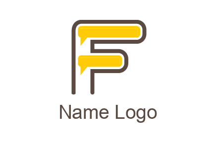 letter f incorporated with speech bubbles logo
