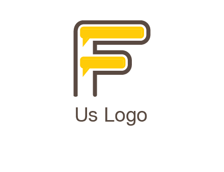 letter f incorporated with speech bubbles logo