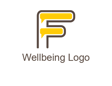 letter f incorporated with speech bubbles logo