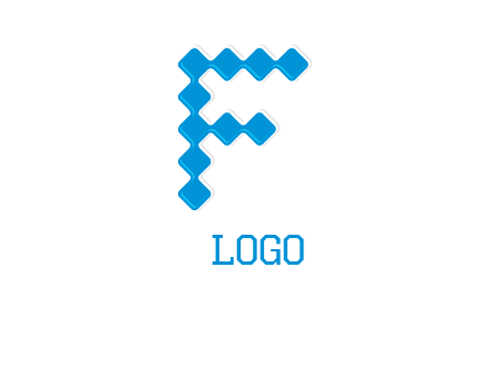 technology squares forming letter f logo