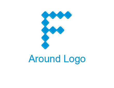 technology squares forming letter f logo