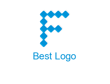technology squares forming letter f logo