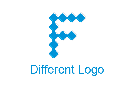 technology squares forming letter f logo
