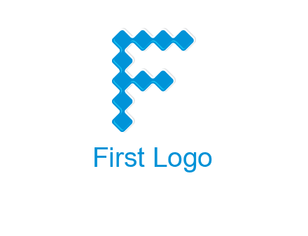 technology squares forming letter f logo