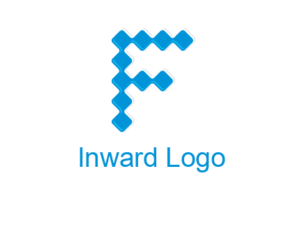 technology squares forming letter f logo