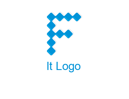 technology squares forming letter f logo