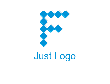 technology squares forming letter f logo