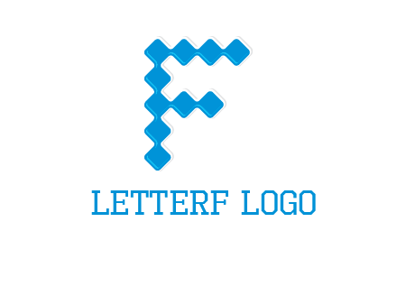 technology squares forming letter f logo