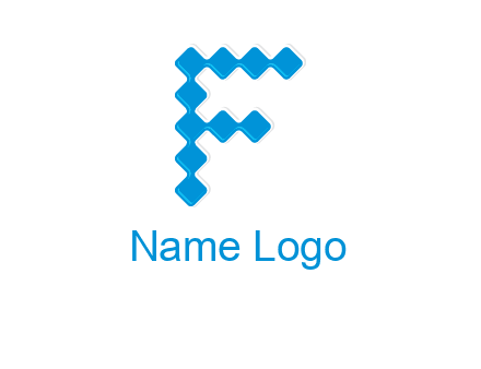 technology squares forming letter f logo