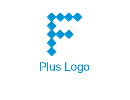 technology squares forming letter f logo