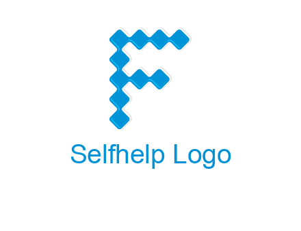 technology squares forming letter f logo