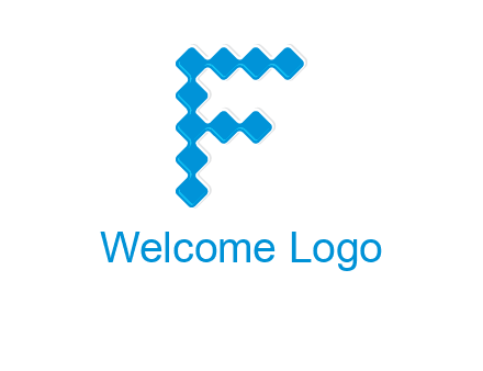 technology squares forming letter f logo