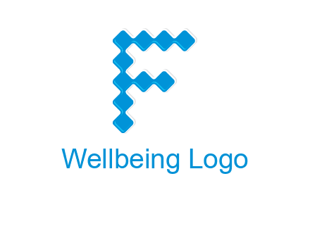 technology squares forming letter f logo