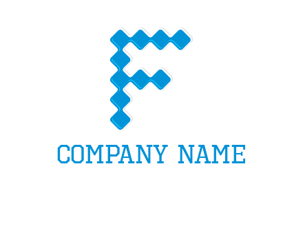 technology squares forming letter f logo