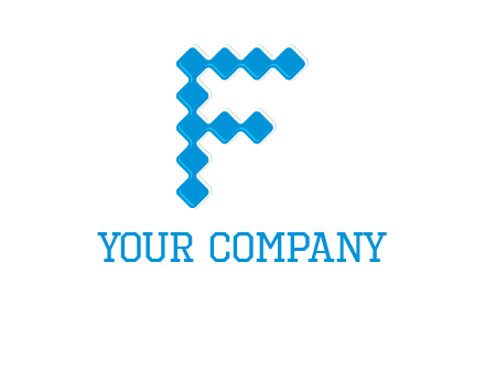 technology squares forming letter f logo