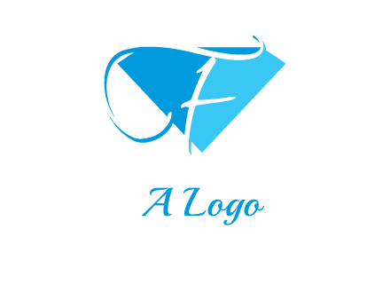 letter f placed in front of a diamond shape logo