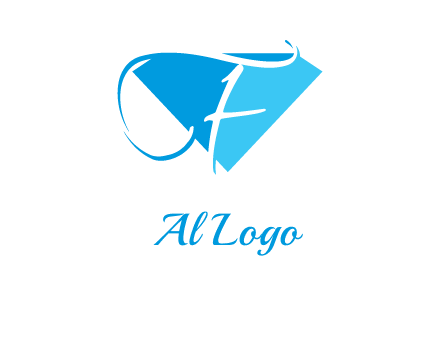 letter f placed in front of a diamond shape logo