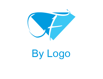 letter f placed in front of a diamond shape logo