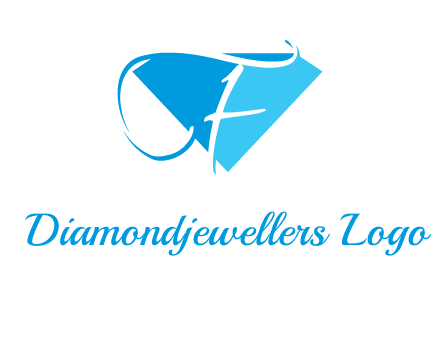 letter f placed in front of a diamond shape logo