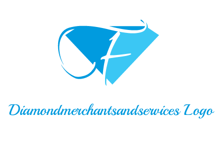 letter f placed in front of a diamond shape logo