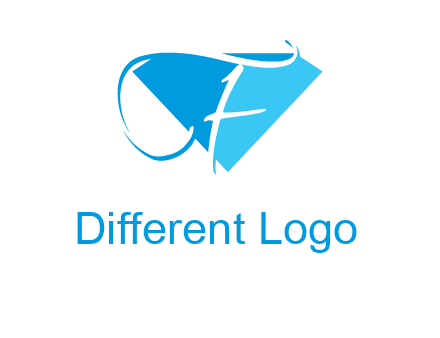letter f placed in front of a diamond shape logo