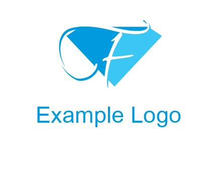 letter f placed in front of a diamond shape logo