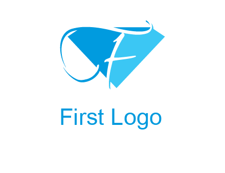 letter f placed in front of a diamond shape logo