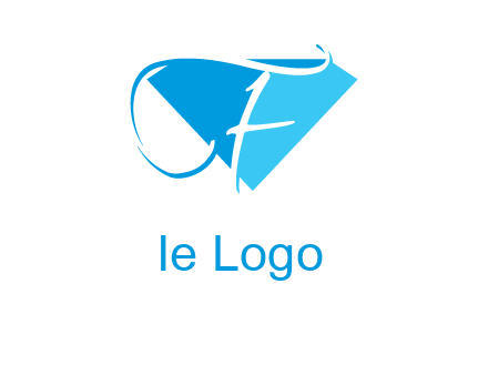 letter f placed in front of a diamond shape logo