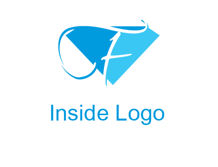 letter f placed in front of a diamond shape logo