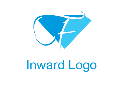 letter f placed in front of a diamond shape logo