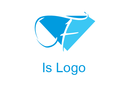 letter f placed in front of a diamond shape logo