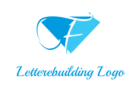 letter f placed in front of a diamond shape logo